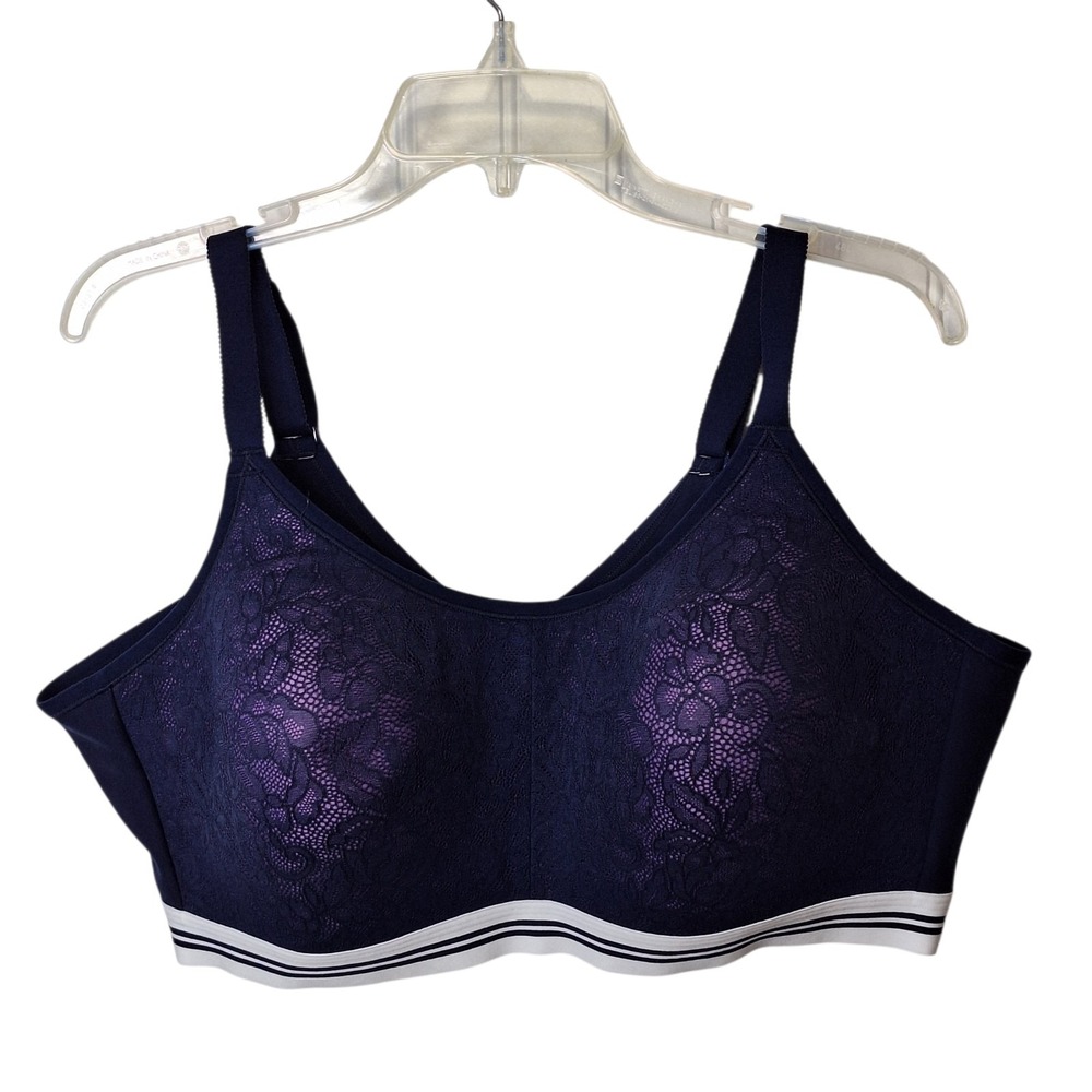 Cacique Scoop Lace Bra Women's 46C No-Wire Blue Comfort Lightly Lined Stretch - Picture 1 of 10
